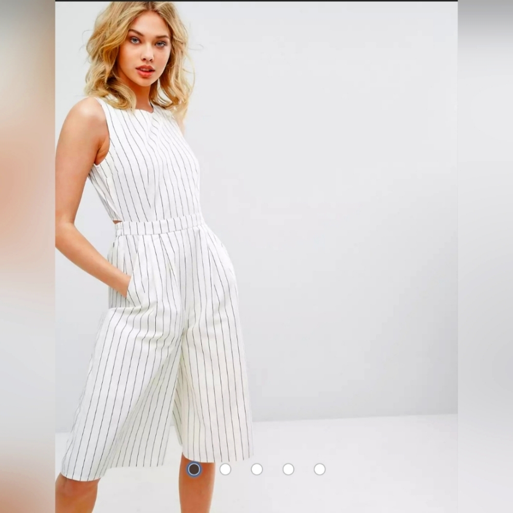 Vero Moda Open Back Striped Culotte Jumpsuit